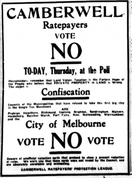 File:Camberwell Ratepayers' Protection League newspaper ad, 1922 Camberwell election.JPEG